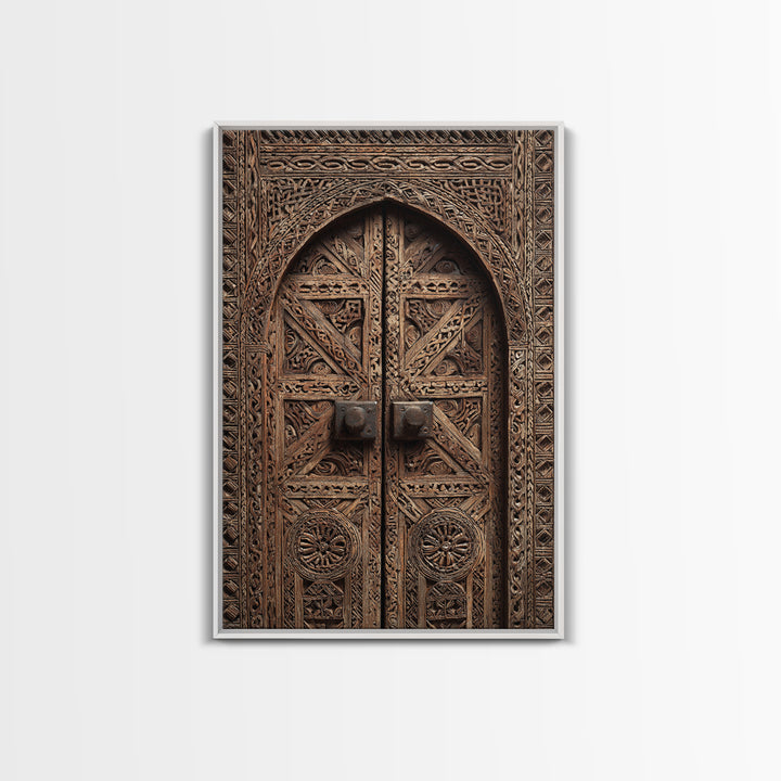 Intricate Rustic African Carved Door Wall Art, African Home Decor, Tribal Patterns, Wooden Architecture Poster Print, Housewarming Gift