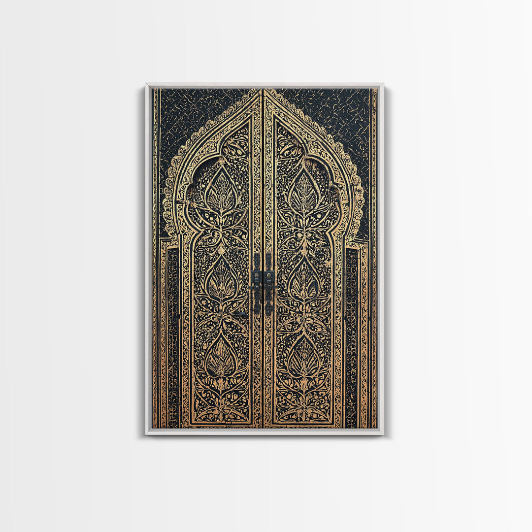 Black And Gold Ornate African Door Canvas Print, African Wall Art, Luxury Canvas Art, Spiritual Wall Decor, Boho Decor, Gold Black Canvas