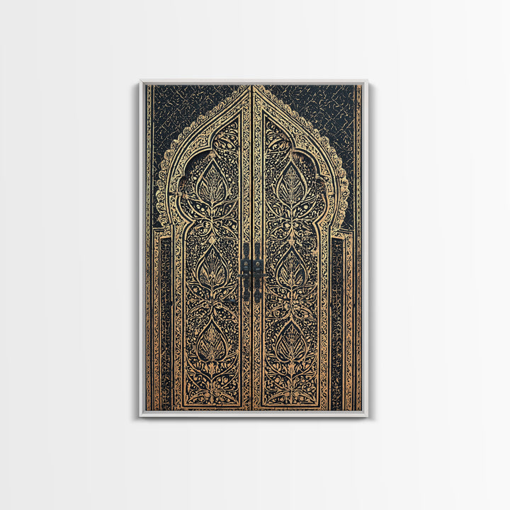 Black And Gold Ornate African Door Canvas Print, African Wall Art, Luxury Canvas Art, Spiritual Wall Decor, Boho Decor, Gold Black Canvas