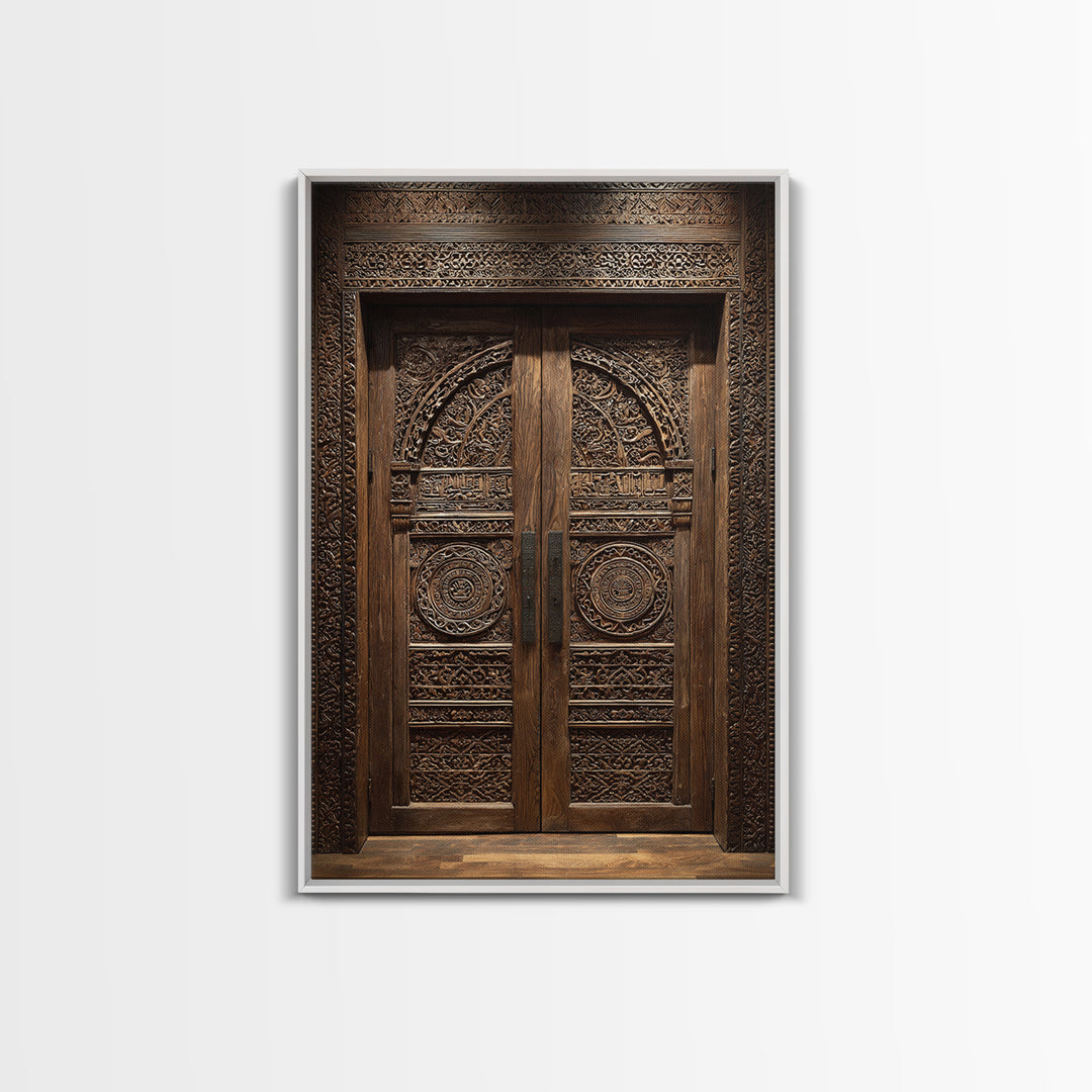 Dark Ornate African Wooden Door Wall Art, African Home Decor, Cultural Wall Decor, Rustic Decor, Statement Wall Piece, Carved Wood