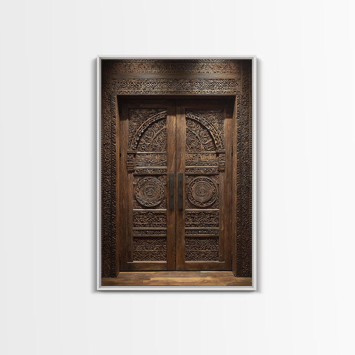 Dark Ornate African Wooden Door Wall Art, African Home Decor, Cultural Wall Decor, Rustic Decor, Statement Wall Piece, Carved Wood
