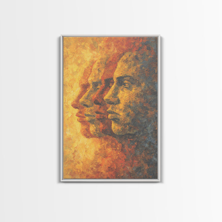 Warm Abstract African Faces Wall Art, Modern African Art, Cultural Portrait Canvas Print, Earth Tone Office Decor Gift For Her