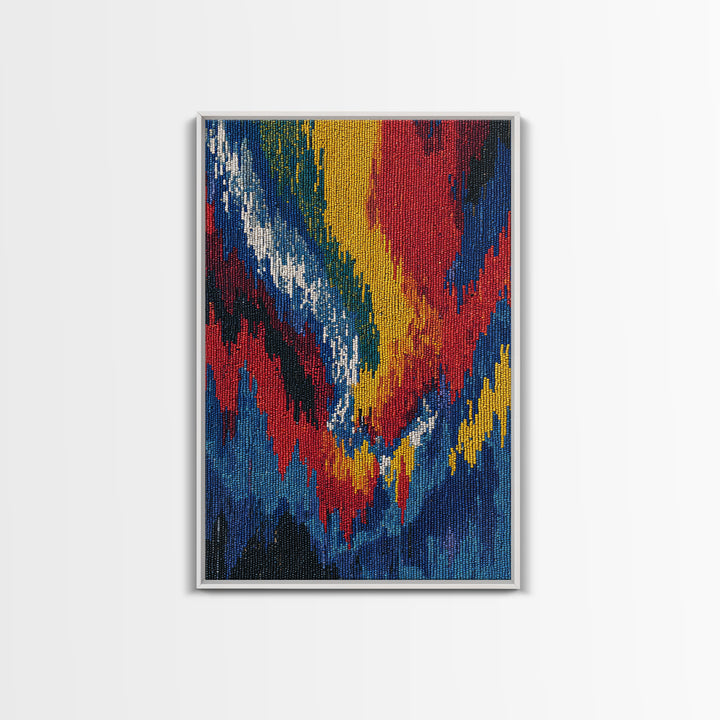Bold Abstract Flame Feather Wall Art, Colorful African Inspired Canvas Print, Textile Art, Vibrant Modern Home Decor Gift