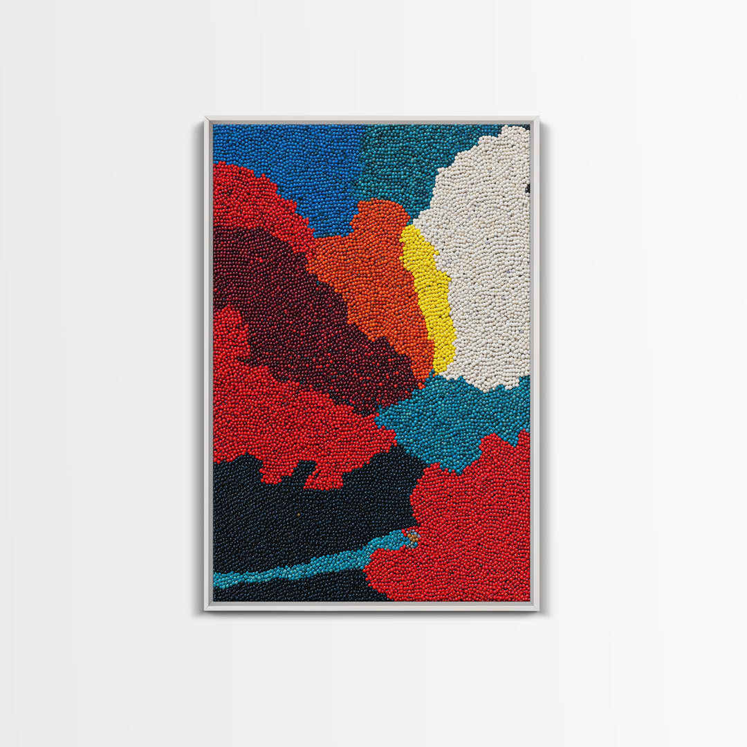 Vibrant Beaded Abstract Landscape Wall Art, African Inspired Color Field Canvas Decor, Modern Boho Nature Art Print Gift