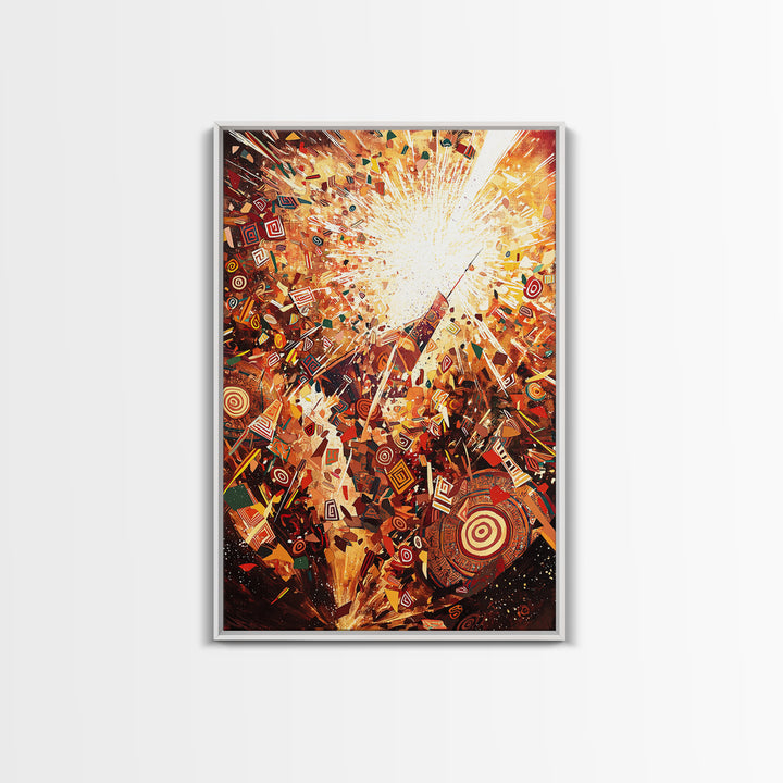 Explosive African Celebration Abstract Wall Art, Colorful Ankara Patterns, Afrocentric Decor, Vibrant Cultural Canvas Print