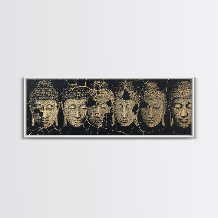 Serene Gold African Mask Wall Art, Tribal Face Portraits, Black Gold Canvas Print, Cultural Home Decor, Elegant Black Art