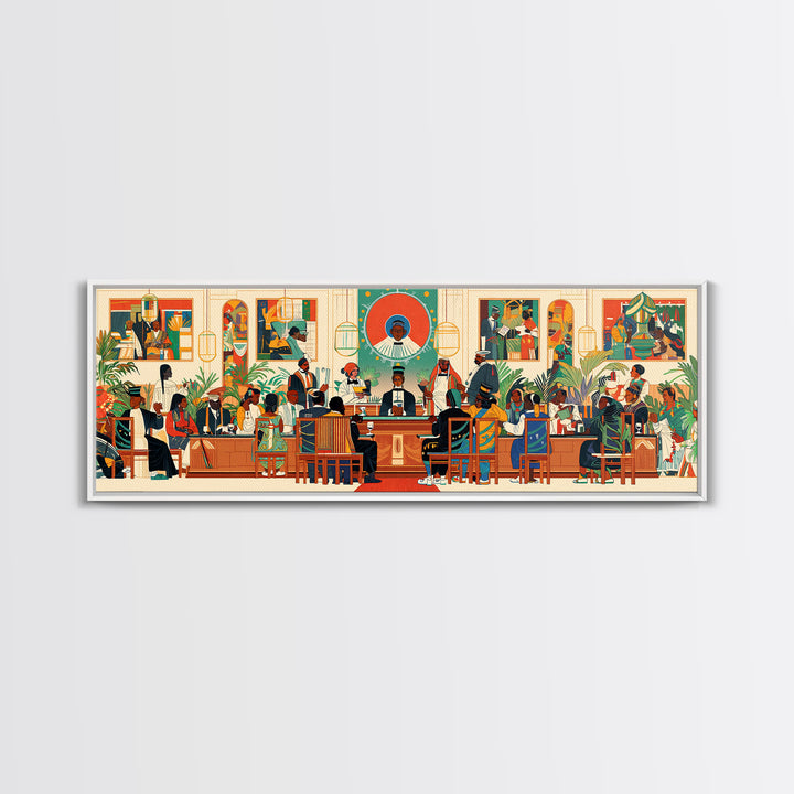 African Community Courtroom Wall Art, Modern African Art, Black Culture Canvas Print, Vibrant Statement Office Decor Gift