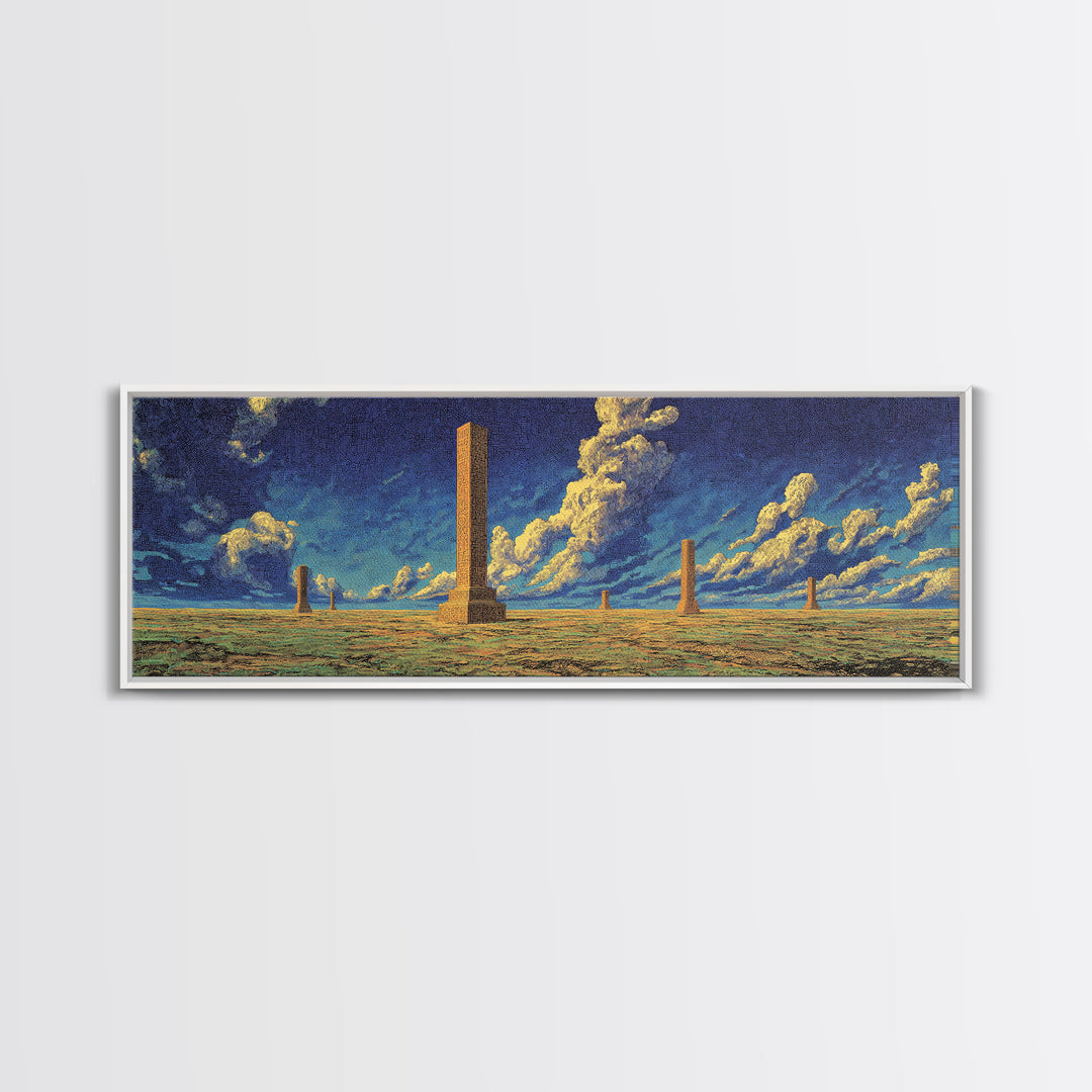 Desert Obelisk Under Starry Blue Sky Canvas Print, African Wall Art, Ancient African Art, Mystical Wall Decor, Digital Art