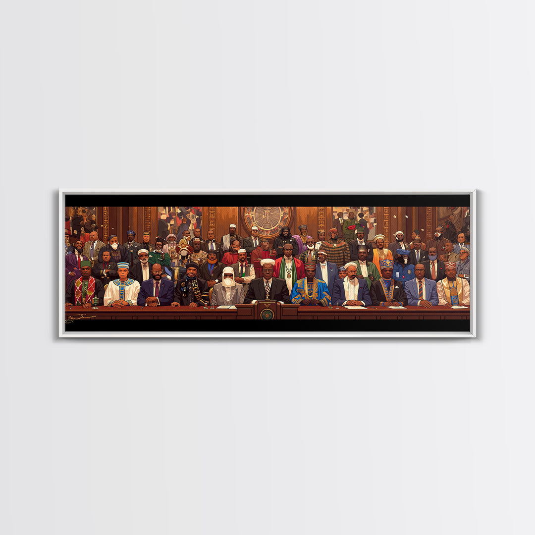 Pan African Assembly Of Leaders Wall Art, African American Art, Black Culture Art, Cultural Wall Decor, Juneteenth Art Gift