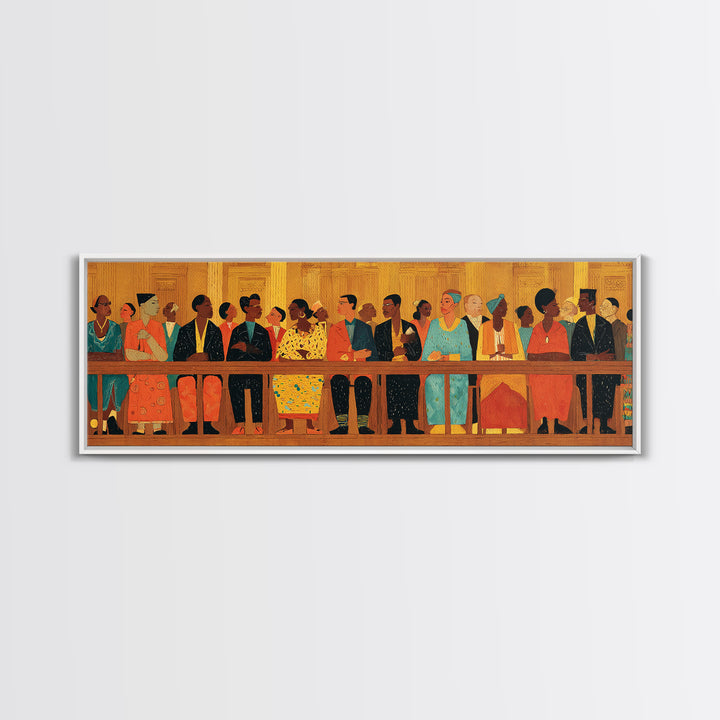 Elegant African Community Gathering Wall Art, Black Culture Canvas Print, Afrocentric Decor, Juneteenth Home Decor Meaningful Gift