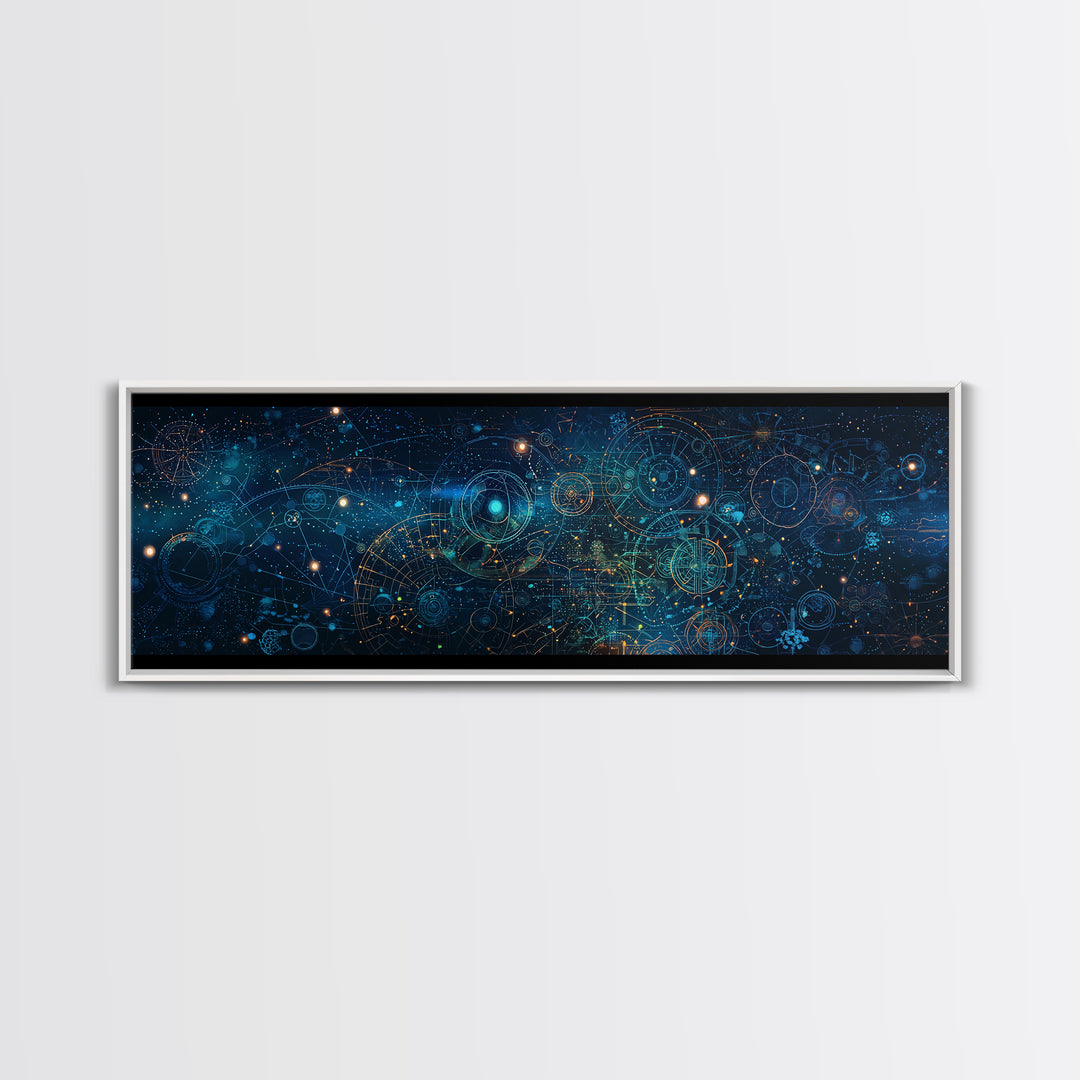 Blue Cosmic Star Map Canvas Print, Abstract Wall Art, Modern Office Decor, Digital Art Inspired Space Home Decor, Housewarming Gift