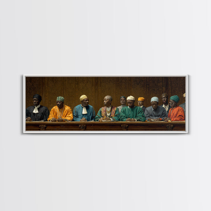 African Elders Tribunal Portrait Wall Art, African American Art, Black Culture Art, Cultural Wall Decor, Statement Canvas Print