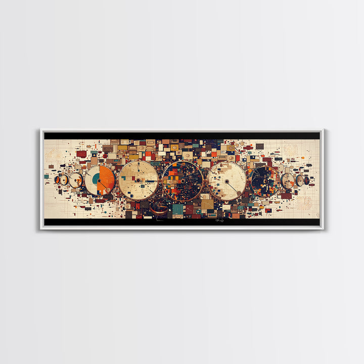 Geometric Orbit Circles In Navy Orange And Cream Wall Art, Abstract Canvas Print, Modern Office Decor, Statement Wall Decor