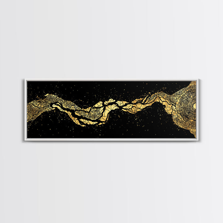 Gold Cracked River Abstract Canvas Print, Black And Gold Art, Luxury Canvas Art, Modern Wall Decor, Unique Home Decor Gift