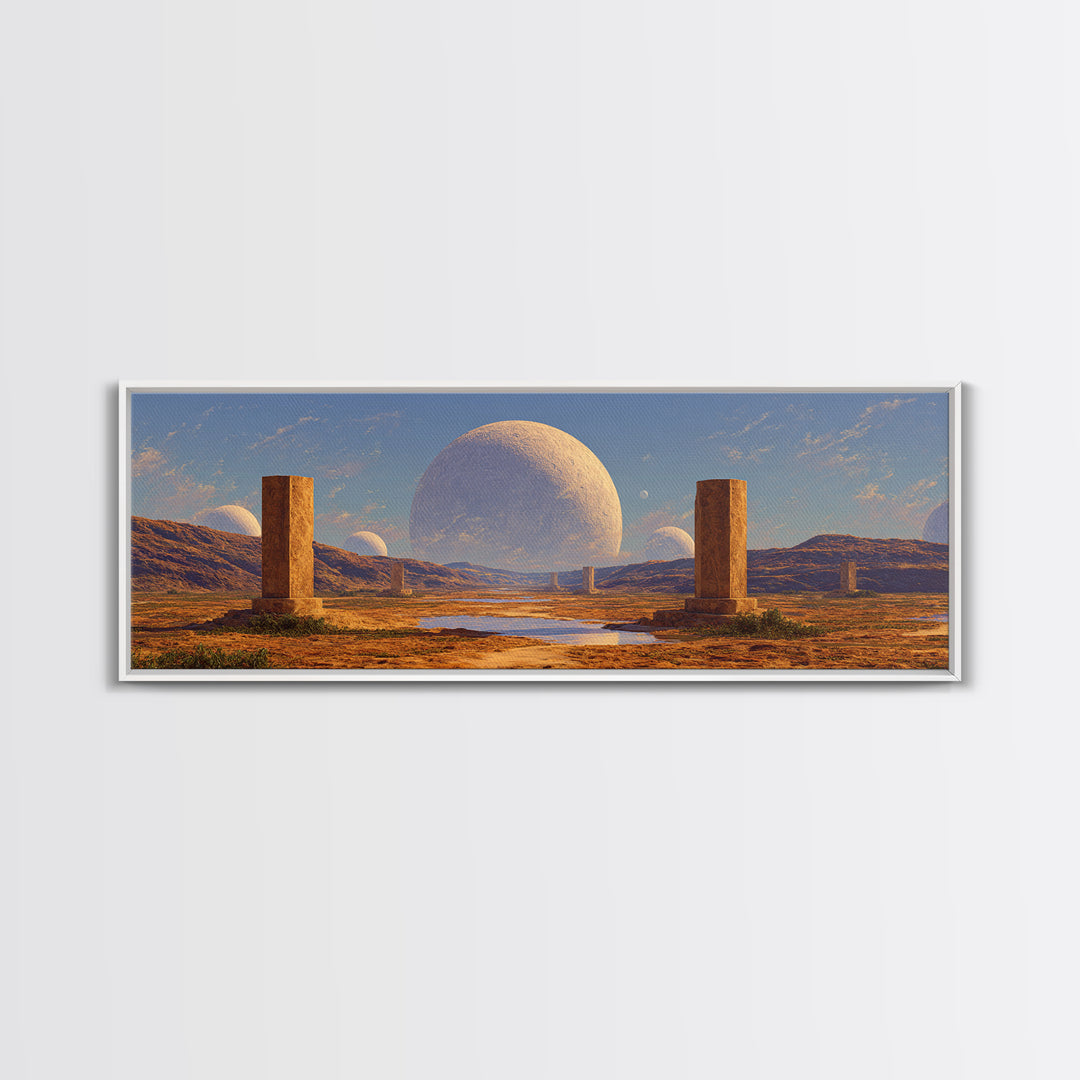 Desert Monolith Planet Canvas Print, Surreal Landscape Wall Art, Modern Canvas Art, Large Decor Art, Living Room Decor Gift