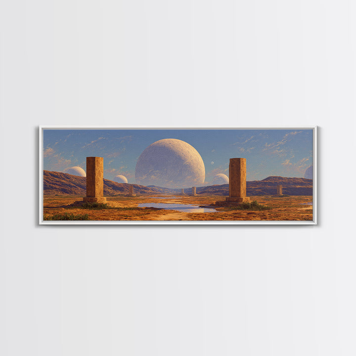 Desert Monolith Planet Canvas Print, Surreal Landscape Wall Art, Modern Canvas Art, Large Decor Art, Living Room Decor Gift
