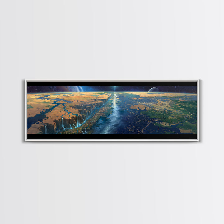 Futuristic African Continent Horizon Canvas Print, Afrofuturism Decor, Large Wall Art, Modern Landscape For Office Living Room Decor