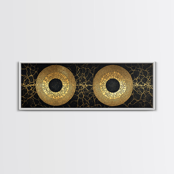 Twin Gold Mosaic Circles Wall Art, African Abstract Art, Black And Gold Canvas Print, Geometric Statement Living Room Decor