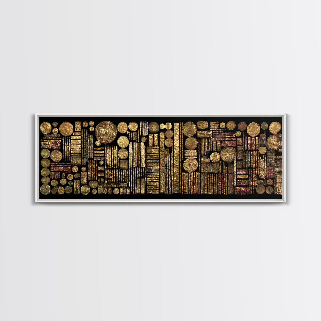 Gold Tribal Geometry And Circle Grid Wall Art Abstract African Art Luxury Canvas Decor Modern Ethnic Wall Decor For Living Room