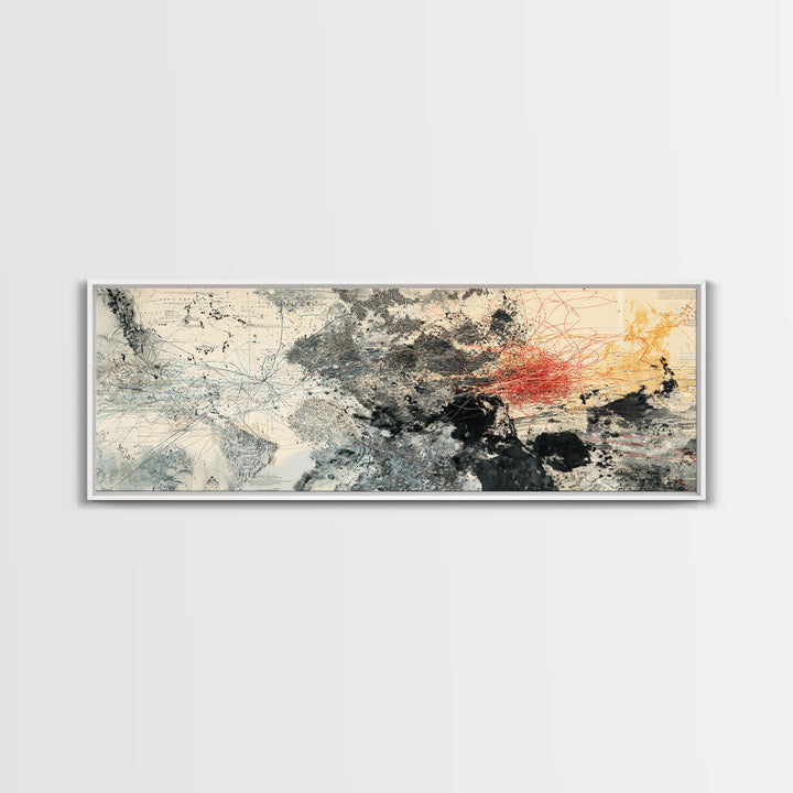 Beige Black Red Abstract Horizon Wall Art, Modern Canvas Art, Large Wall Art, Earth Tone Wall Decor, Statement Home Decor