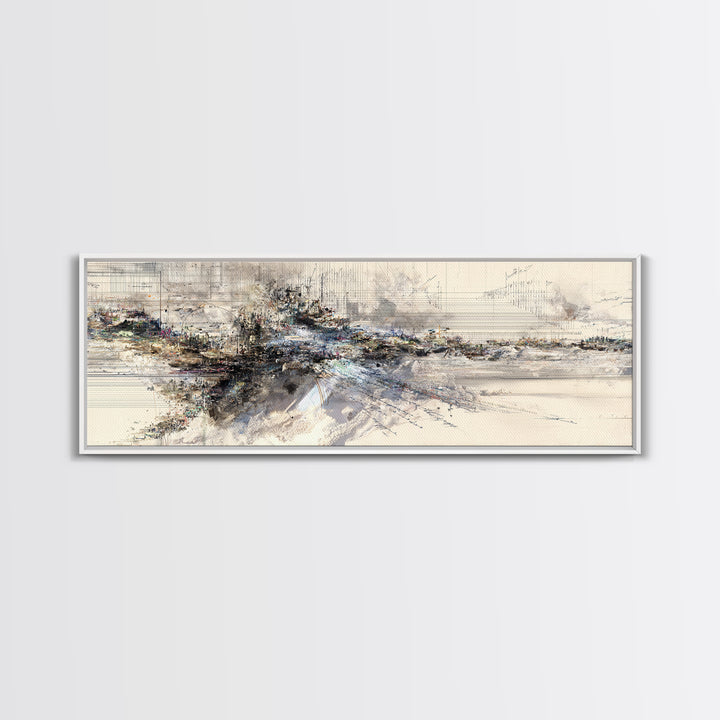 Neutral Ink Architectural Abstract Wall Art, Modern Canvas Art, Beige Wall Art, Office Decor, Contemporary Gallery Print