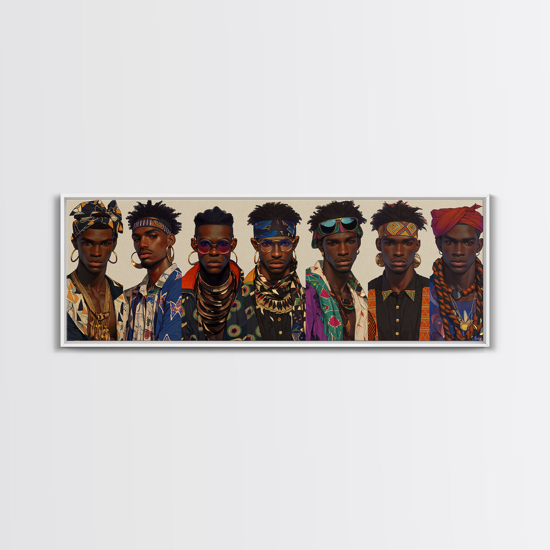 Stylish African Men Fashion Wall Art, Afrocentric Portrait Gallery, Modern Black Culture Decor, Tribal Jewelry Canvas Print