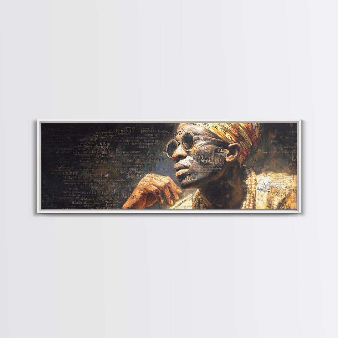 Regal Elder In Sunglasses And Headwrap Canvas Print, African Portrait, Black Wall Art, Afrocentric Decor, Cultural Gift For Home