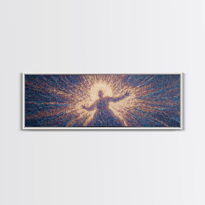Radiant Dancing Spirit In Blue And Gold Wall Art, Abstract African Art, Mystical Wall Art, Spiritual Home Decor Gift For Living Room