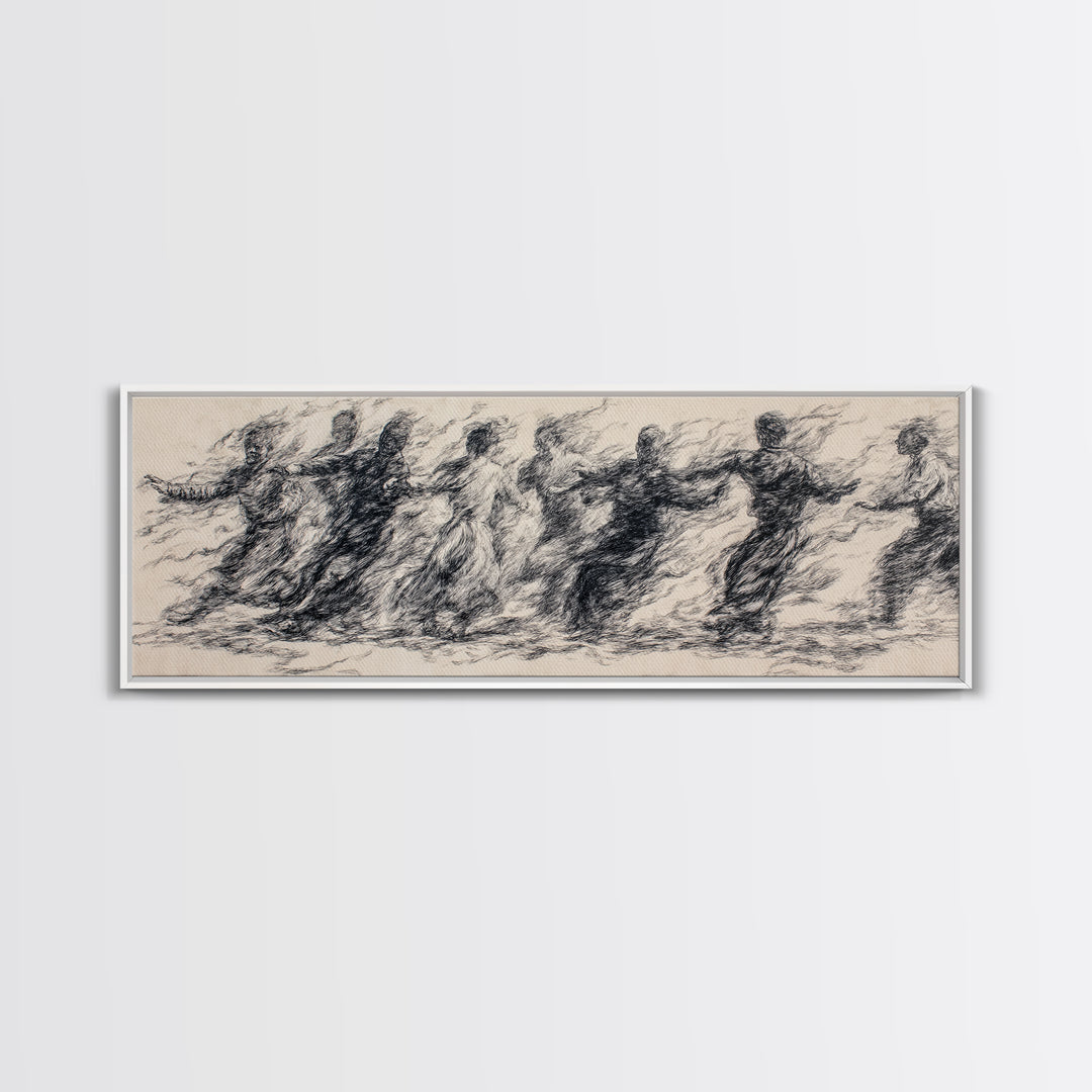 Smoky Charcoal Figures In Motion Wall Art, Abstract African Art Print, Minimalist Black Decor, Contemporary Gallery Piece