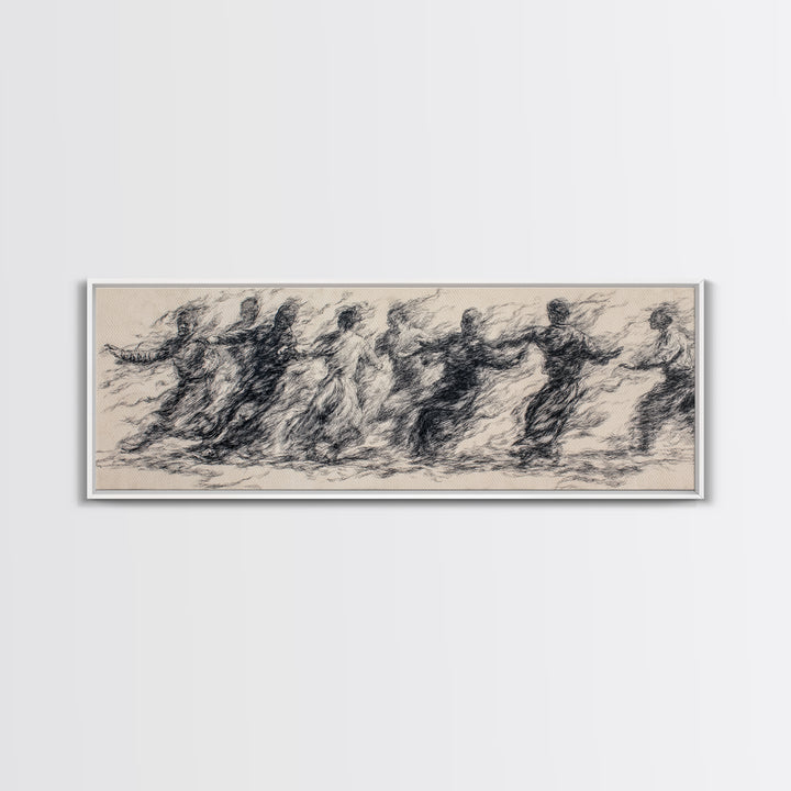 Smoky Charcoal Figures In Motion Wall Art, Abstract African Art Print, Minimalist Black Decor, Contemporary Gallery Piece