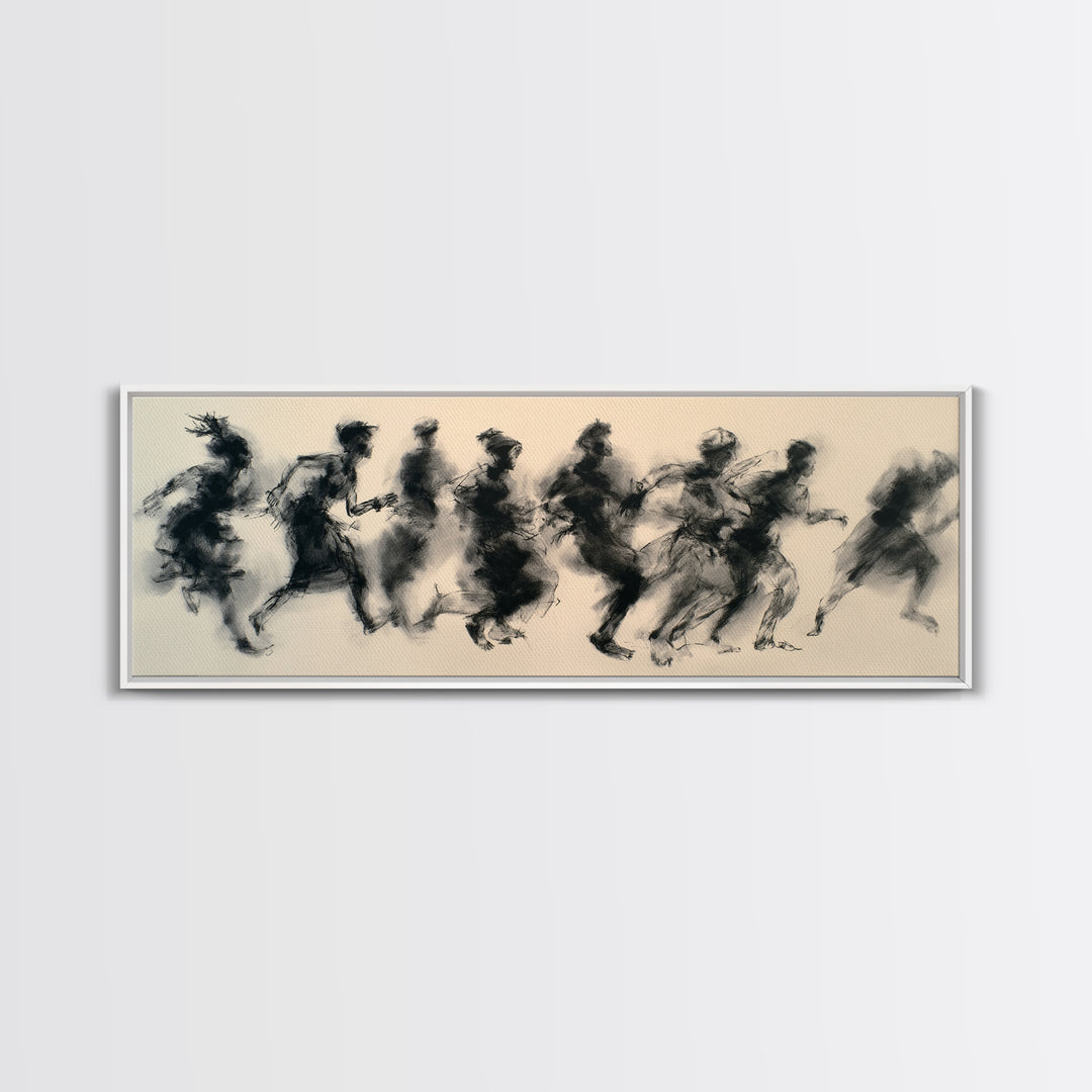 Running Silhouette Charcoal Study Wall Art, African Warrior Art, Abstract Black Art Print, Modern Office Decor, Statement Piece