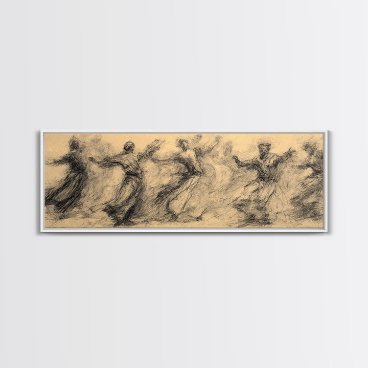 Flowing Traditional Dancers In Sepia Wall Art, African Women Art, Cultural Canvas Print, Boho Ethnic Home Decor Gift For Her