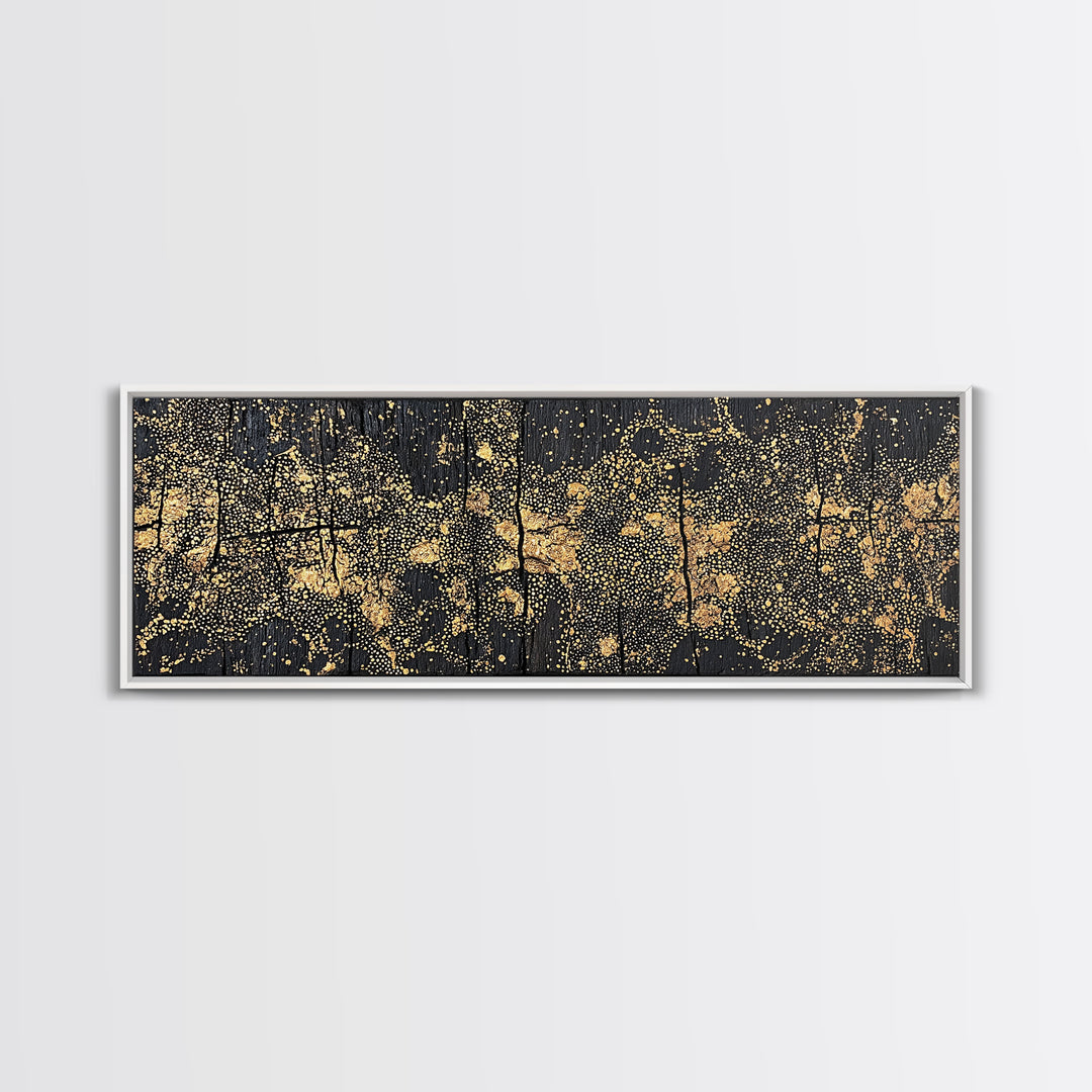 Gold Dot World Map Abstract Wall Art, African Travel Canvas Print, Black And Gold Design, Luxury Office Decor Gift For Him