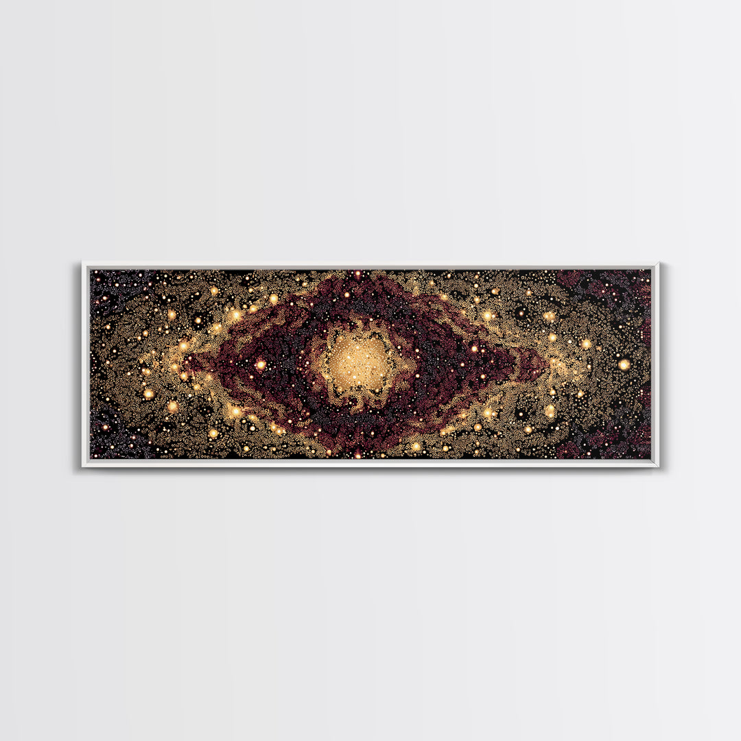 Golden Cosmic Eye Galaxy With Starlit Orbit Wall Art, Black And Gold Abstract Art, Spiritual Decor, Mystical Canvas Print