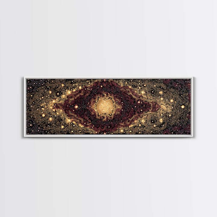 Golden Cosmic Eye Galaxy With Starlit Orbit Wall Art, Black And Gold Abstract Art, Spiritual Decor, Mystical Canvas Print