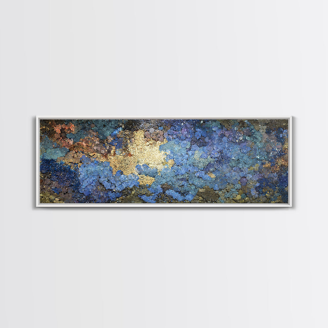 Blue Gold Textured Abstract Wall Art, Modern African Inspired Canvas Decor, Earth Tone Art Print For Office Or Bedroom Decor