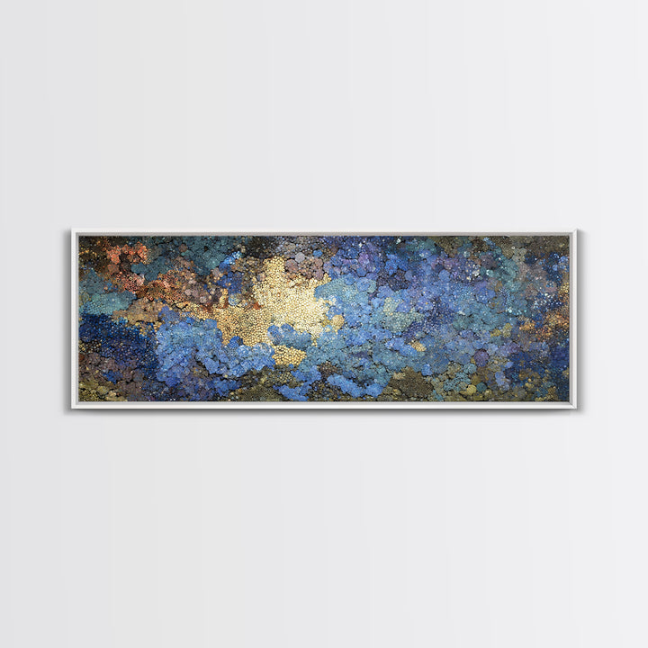Blue Gold Textured Abstract Wall Art, Modern African Inspired Canvas Decor, Earth Tone Art Print For Office Or Bedroom Decor