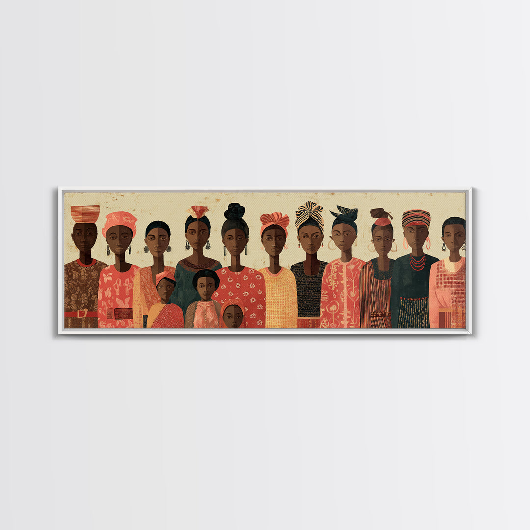 African Women Headwraps Canvas Print, Matriarch Family Portrait, Ankara Fashion Decor, Afrocentric Cultural Wall Art Gift