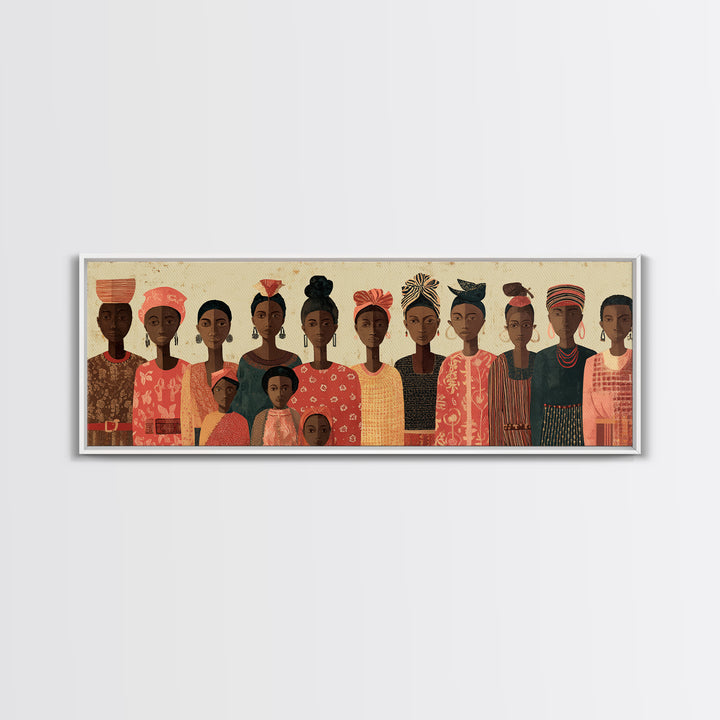African Women Headwraps Canvas Print, Matriarch Family Portrait, Ankara Fashion Decor, Afrocentric Cultural Wall Art Gift