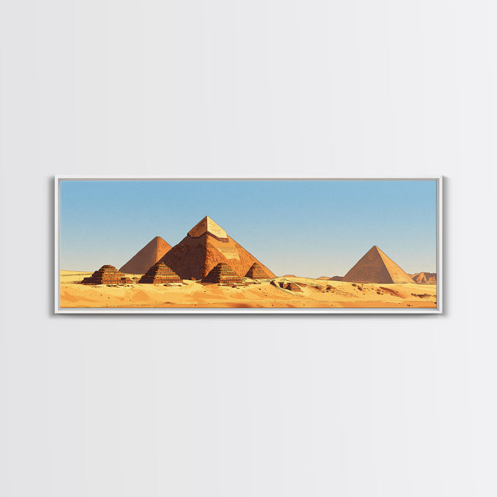 Sunlit Giza Pyramids Desert Wall Art, African Egyptian Art Canvas Print, Sahara Landscape Decor, Travel Photography Poster