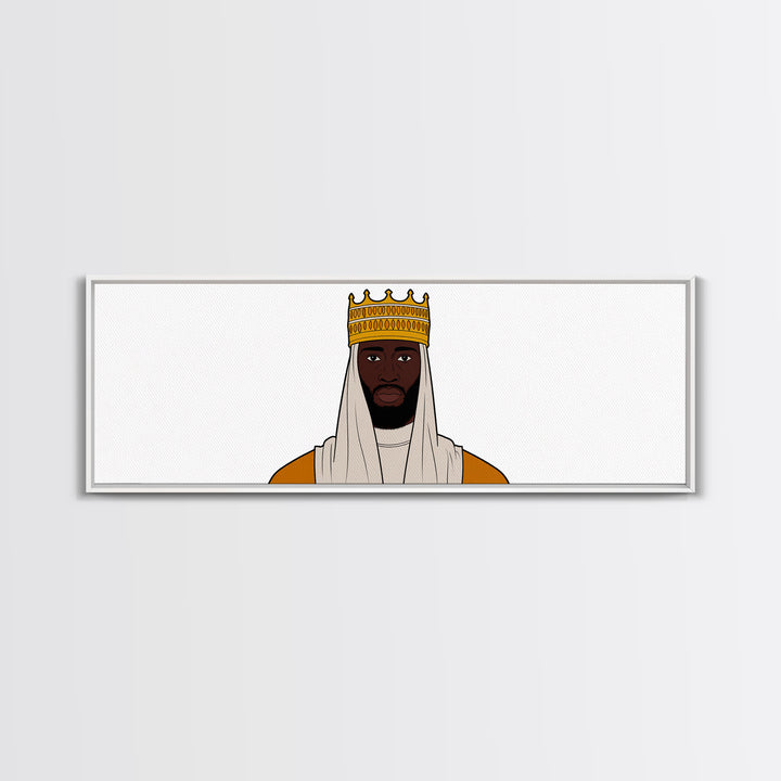 Crowned African King Portrait Canvas Print, Royal Black Man Wall Art, Minimalist Afrocentric Decor, Regal Home Gift For Him