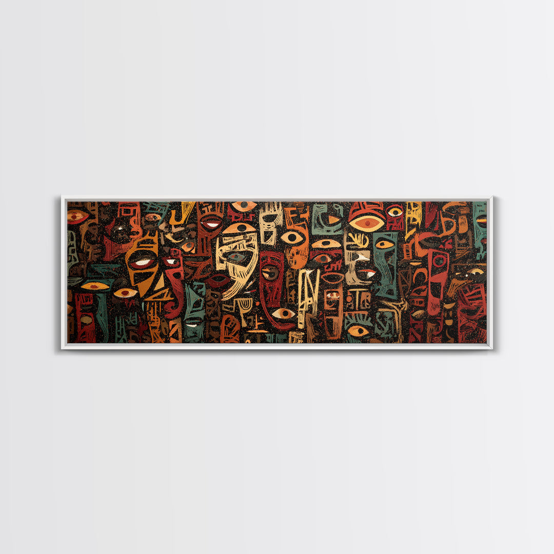 Abstract African Mask Canvas Print, Tribal Face Artwork, Afrocentric Wall Decor, Modern African Art For Bold Home Decor Gift
