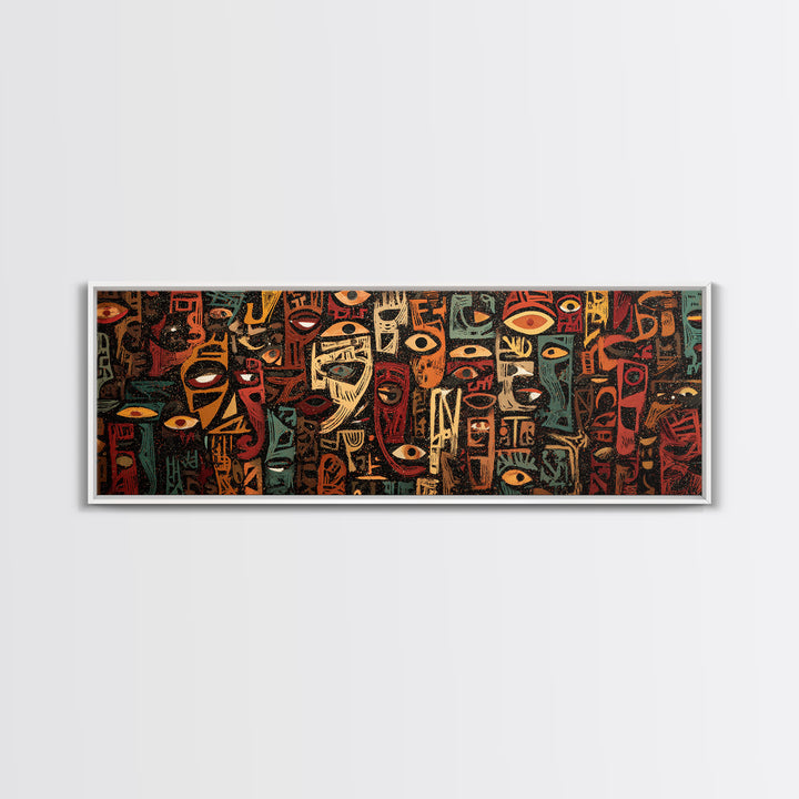 Abstract African Mask Canvas Print, Tribal Face Artwork, Afrocentric Wall Decor, Modern African Art For Bold Home Decor Gift