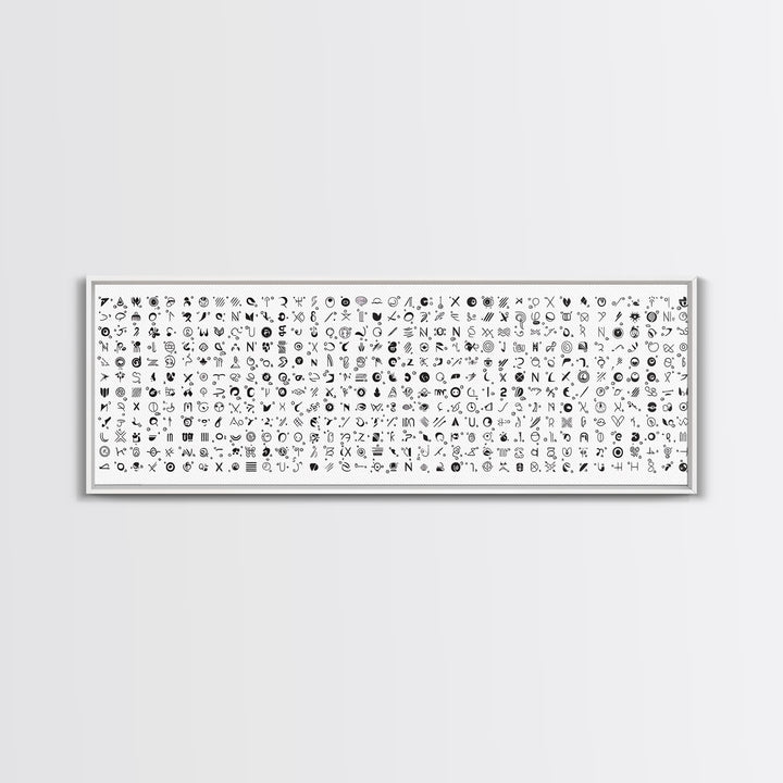 Black Ink African Symbols Pattern Canvas Print, Minimalist Tribal Wall Decor, Abstract Ethnic Art, Modern Office Art Print