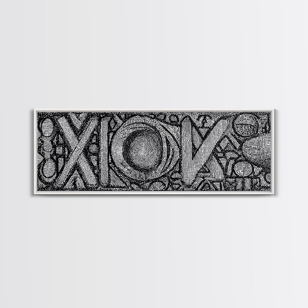 Black And White Abstract African Texture Canvas Print, Tribal Geometric Wall Decor, Contemporary Afrocentric Art Print Gift