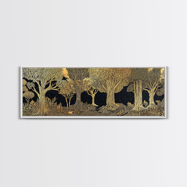 Black And Gold African Tree Forest Wall Art, Baobab Tree Print, Abstract African Art, Luxury Canvas Decor For Living Room