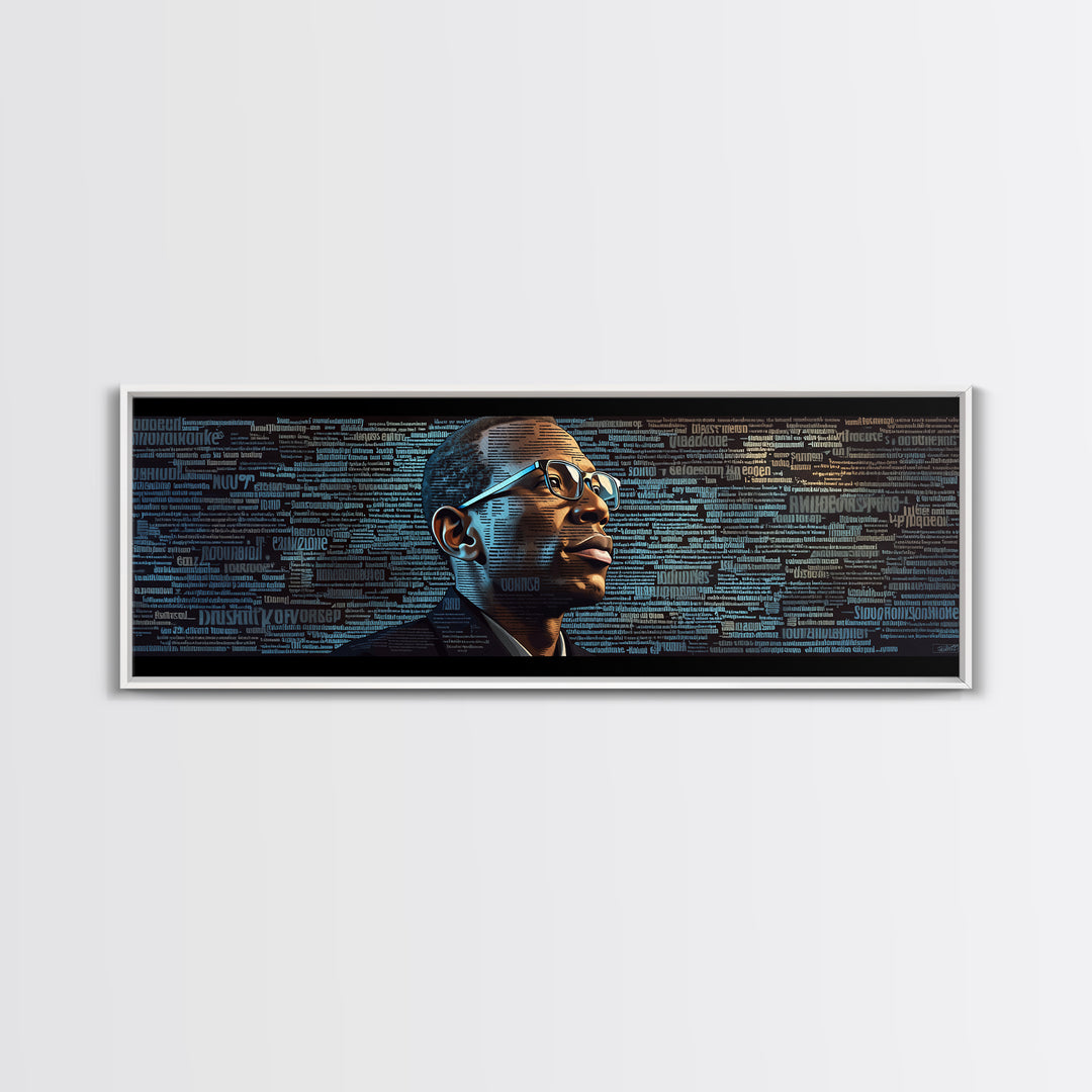 Black Man Portrait With Typographic Code Wall Art, Afrocentric Art, Modern Black Art, Office Decor, Digital Canvas Print