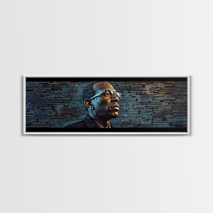 Black Man Portrait With Typographic Code Wall Art, Afrocentric Art, Modern Black Art, Office Decor, Digital Canvas Print
