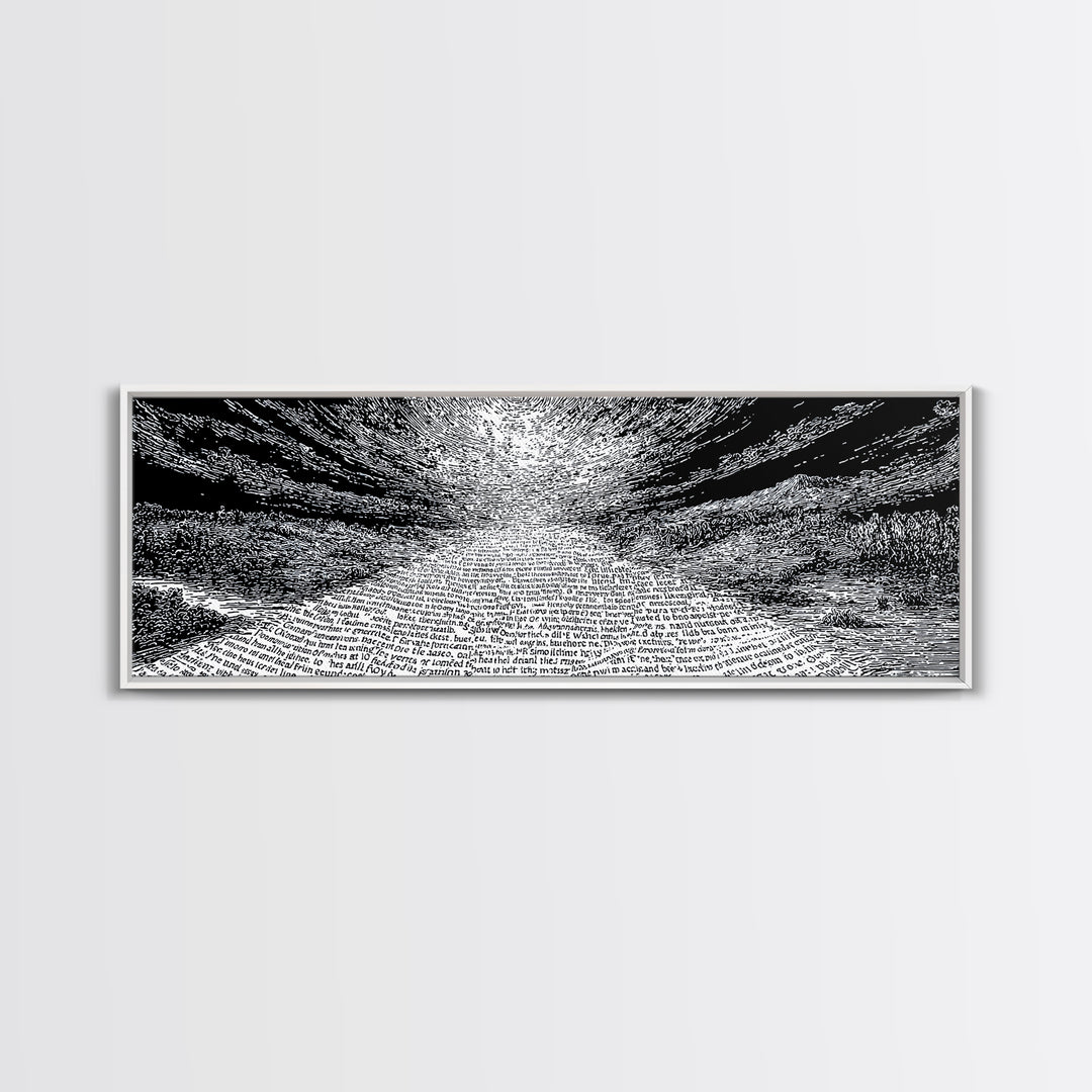 Monochrome Text Wave Abstract Wall Art, Black And White Art, Minimalist Canvas Print, Modern Office Decor, Statement Art