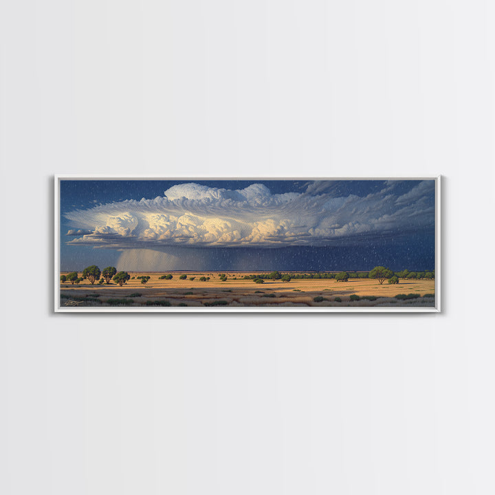 Savanna Storm Clouds With Acacia Trees Wall Art, African Safari Art, Serengeti Wall Art, Nature Scene Art, Living Room Decor